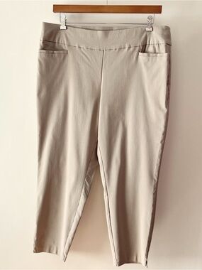 CJ Banks Beige Signature Slimming Pull-On Ankle Pants Size 18W